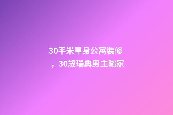 30平米單身公寓裝修，30歲瑞典男主曬家-第1張-觀點-玄機派